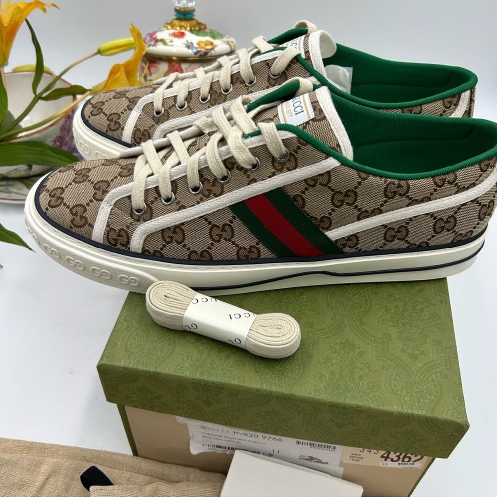 Men’s Gucci tennis 1977 low top sneakers size 11 fits 11.5 US made in Italy - Picture 7 of 9